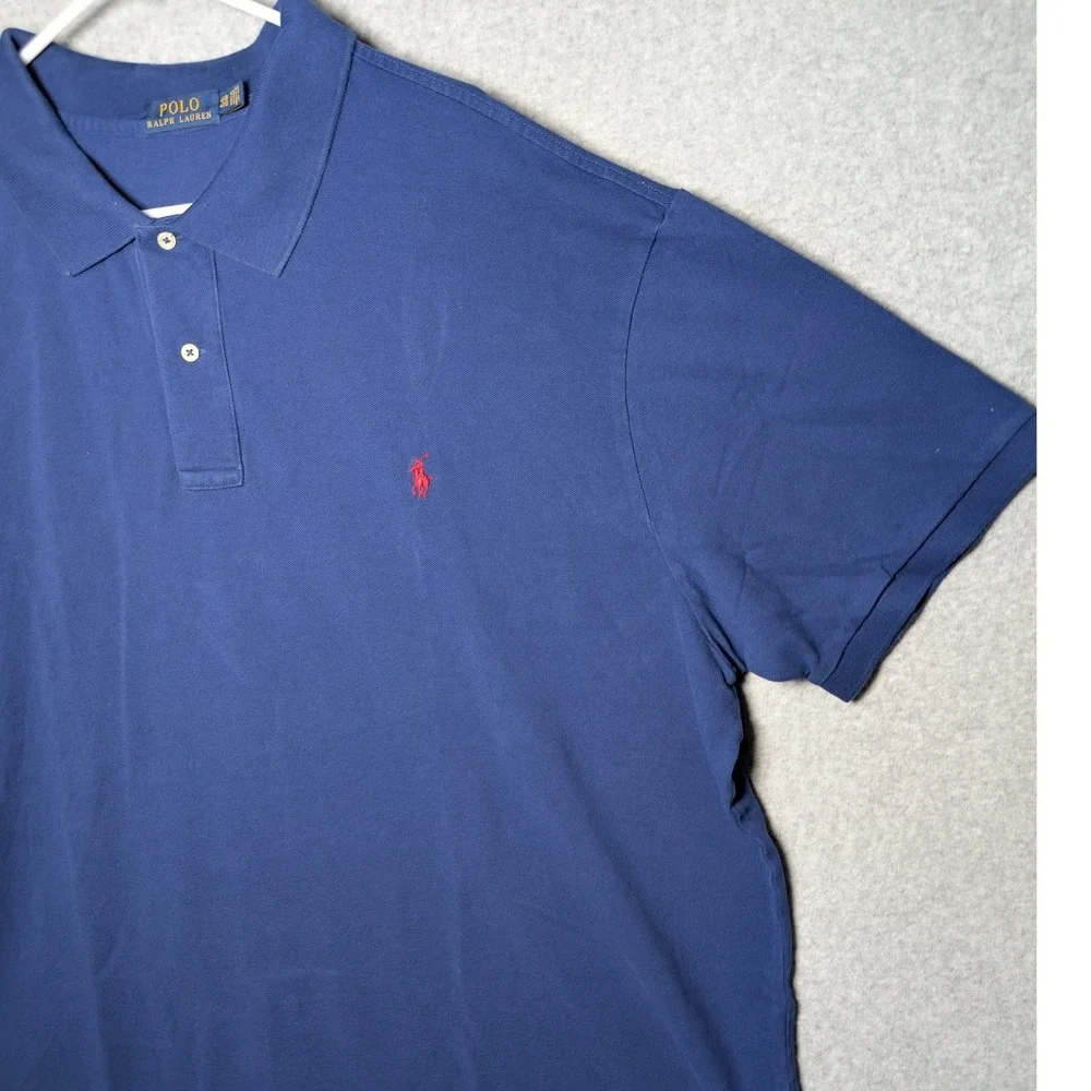 Polo Ralph Lauren Mens Polo Shirt 4XB Short‎ Sleeve Cotton Big Tall Blue Cotton